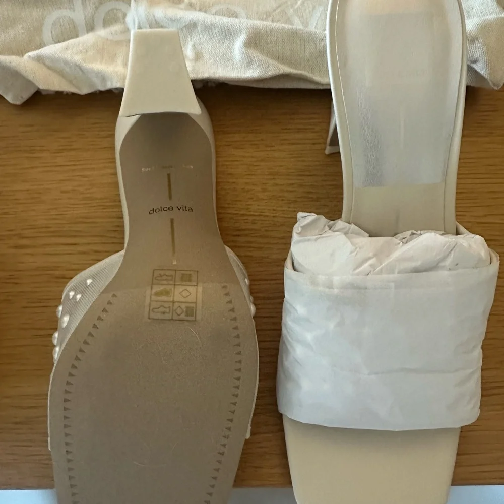 Dolce Vita Cream Mules with Pearl Embellishments - Picture 2 of 4